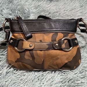 B. Makowsky black camouflage leather cross body small bag